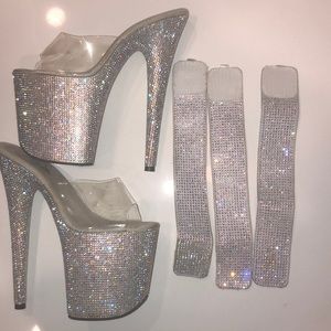 8 inch rhinestone Pleaser size 7 clear heels